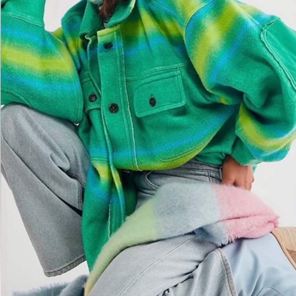 Free People Green Textured Jacket
